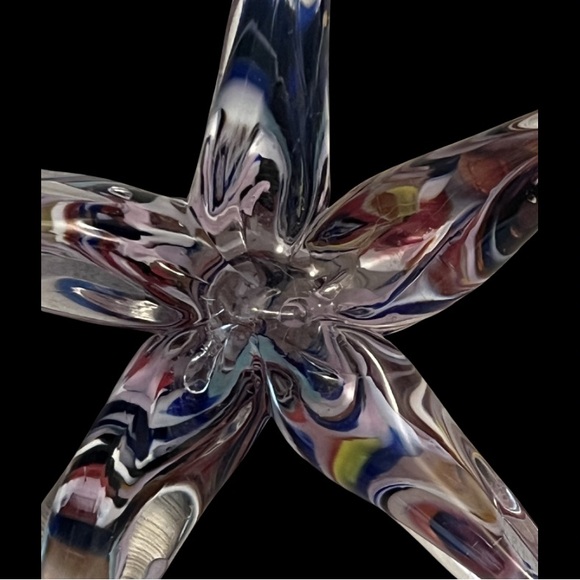 ✨ Hand Blown Art Glass Blue Starfish Decor ✨ - Picture 3 of 4